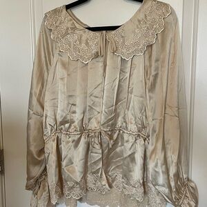 Reformation x Kacey Musgraves Cream Lace Trim Women's Top